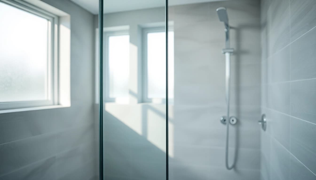 Stylish wet room shower screen enhances the elegance of a contemporary bathroom.