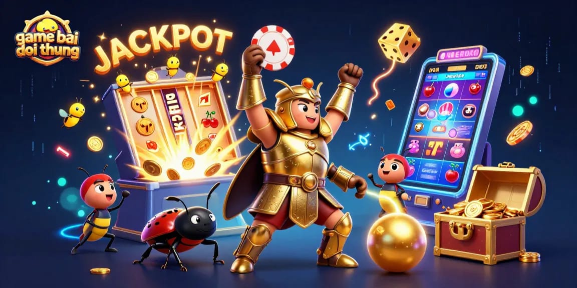 Experience game bai doi thuong with an epic jackpot scene featuring dynamic characters and casino elements.