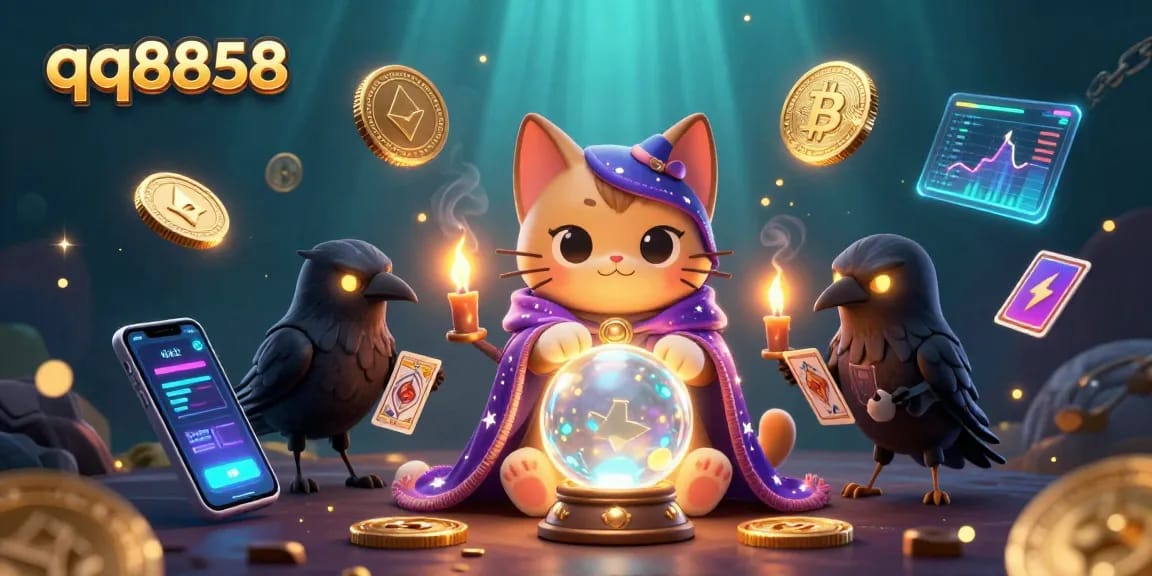 Experience the excitement of qq8858 in this magical casino scene with mystical characters and vibrant gaming elements.