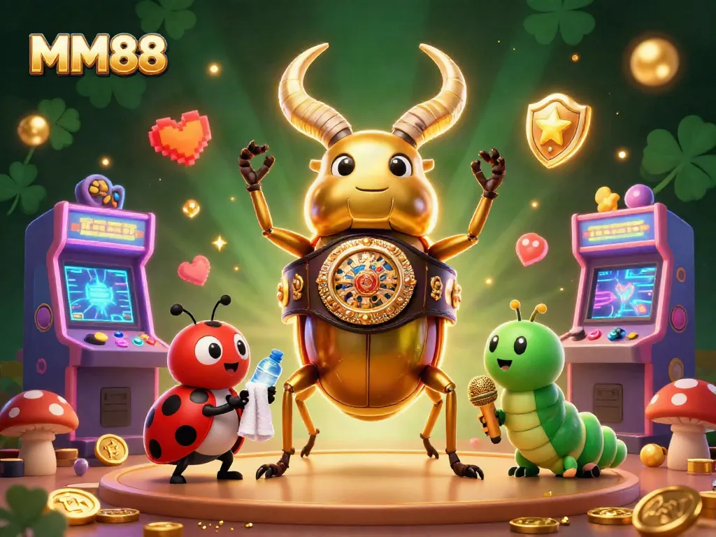 Engage with MM88's vibrant casino atmosphere featuring iconic characters in a dynamic gaming scene.