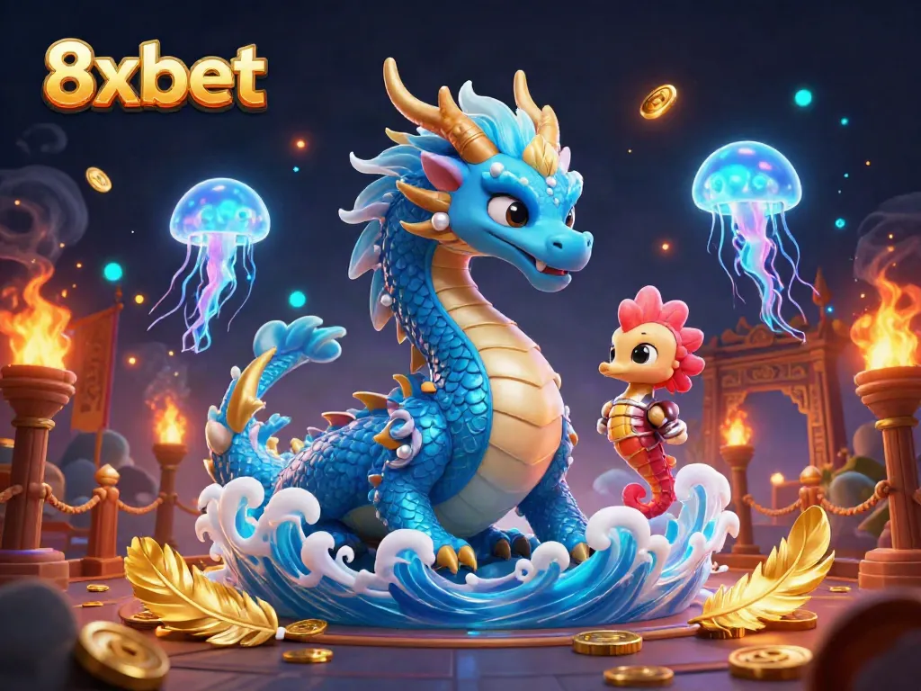 Experience the excitement of 8xbet with a captivating 3D illustration depicting thrilling casino elements.