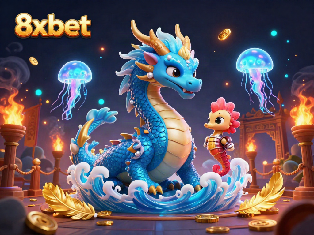 Experience the excitement of 8xbet with a captivating 3D illustration depicting thrilling casino elements.
