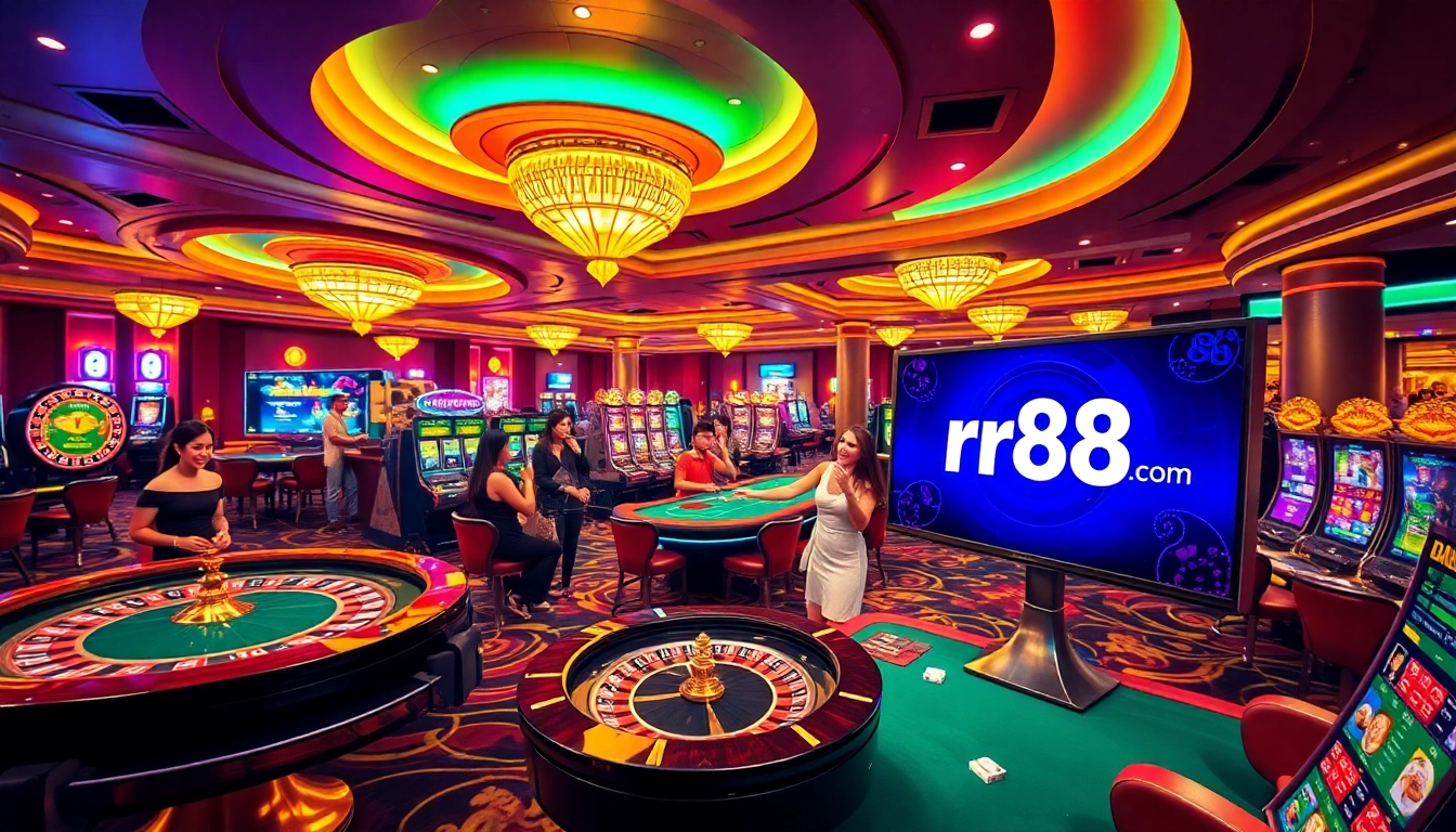 Experience thrilling gameplay at rr88.com with vibrant casino tables and passionate gamblers.