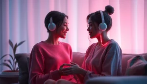 Engaging AI sex chat with a friendly female character in a cozy virtual setting.