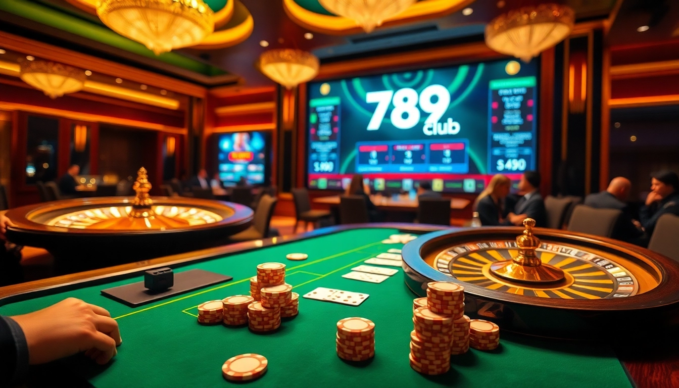 Exciting poker action at 789club with vibrant chips and cards.