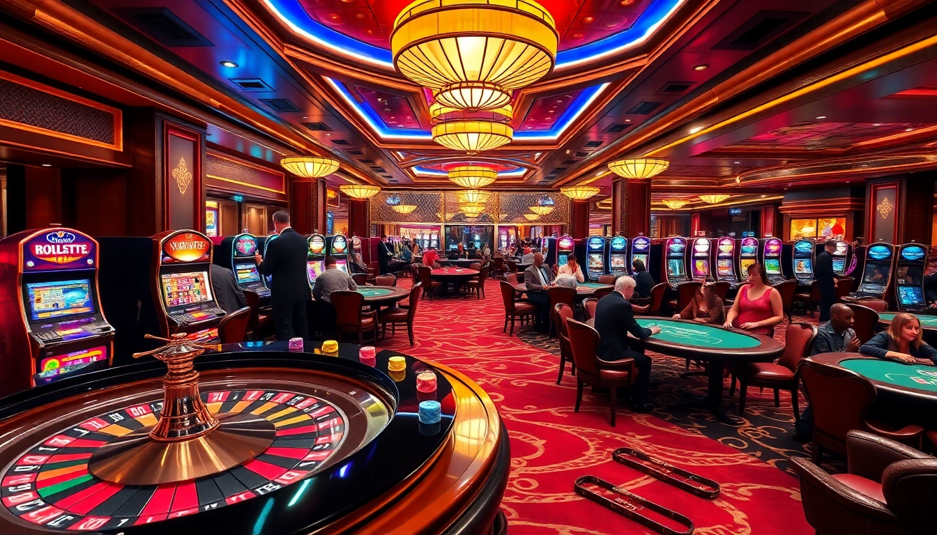 Experience the thrill of gaming at home vvjl with vibrant tables and engaging players in a luxurious casino.