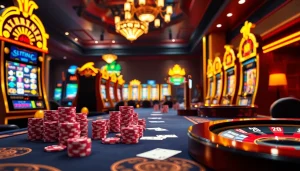 Experience the thrill of 88i casino games with vibrant slot machines and poker chips.