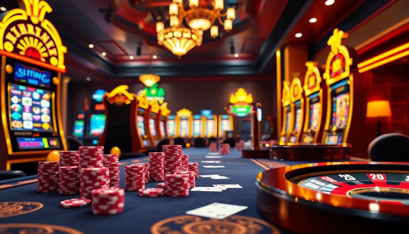 Experience the thrill of 88i casino games with vibrant slot machines and poker chips.