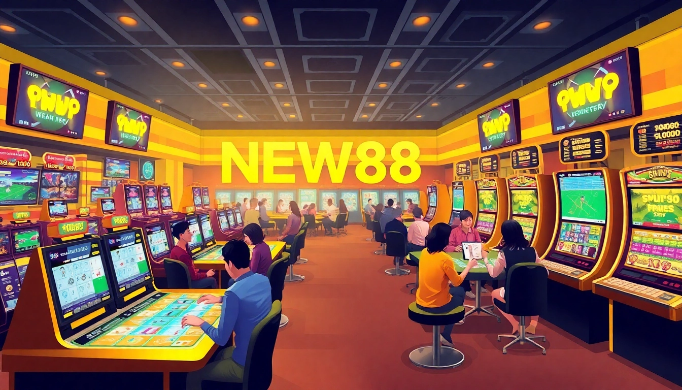 Experience the excitement of online gambling with NEW88pm.com showcasing vibrant games and engaging players.