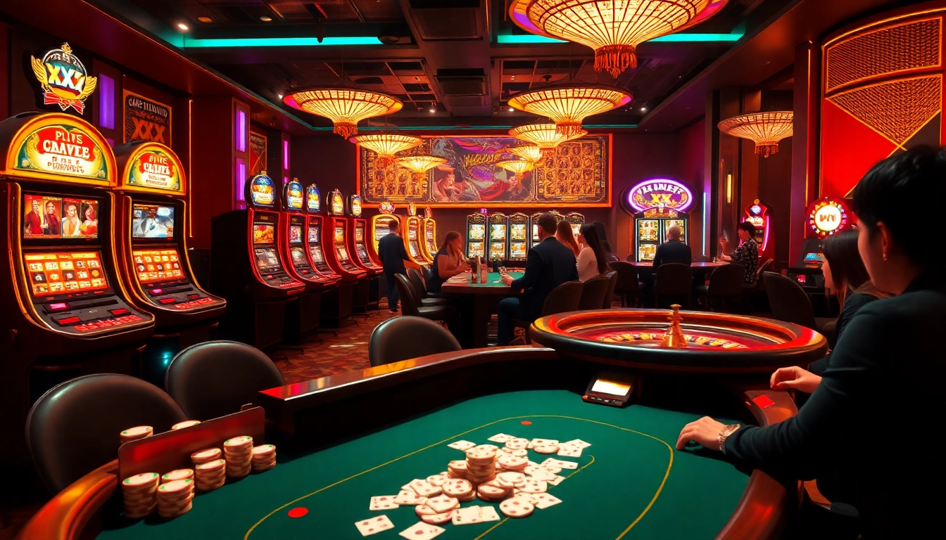 Experience the excitement of XXX games at a luxurious casino table with poker and slot machines.