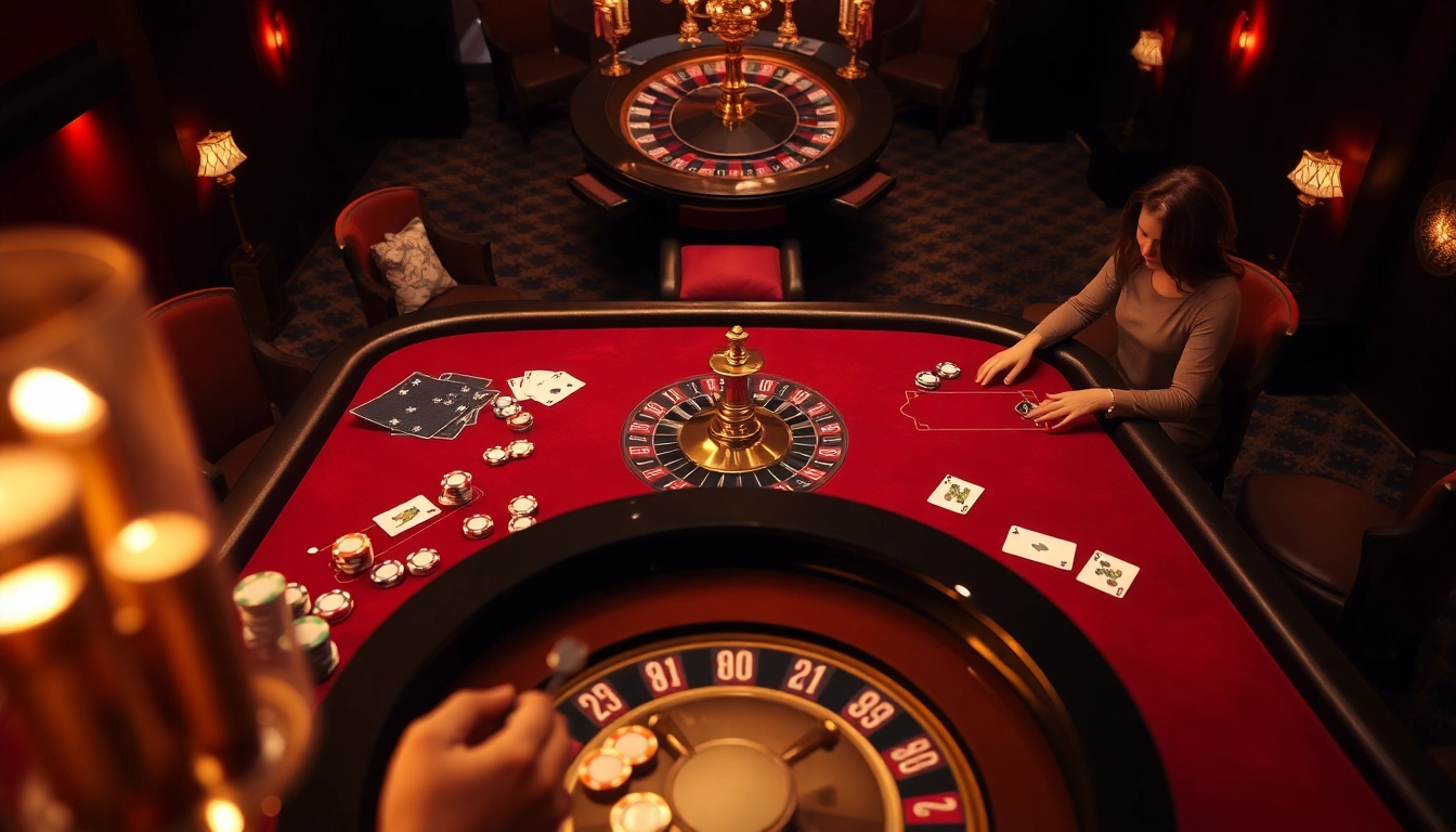 Engaging players at hz88's casino table, showcasing thrilling poker chips and cards.