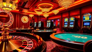 Experience the excitement at king 88 with vibrant casino games and glowing roulette wheels.