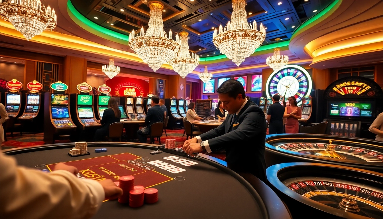 Tác giả Trần Chinh engages players in a vibrant casino atmosphere rich with gaming excitement.