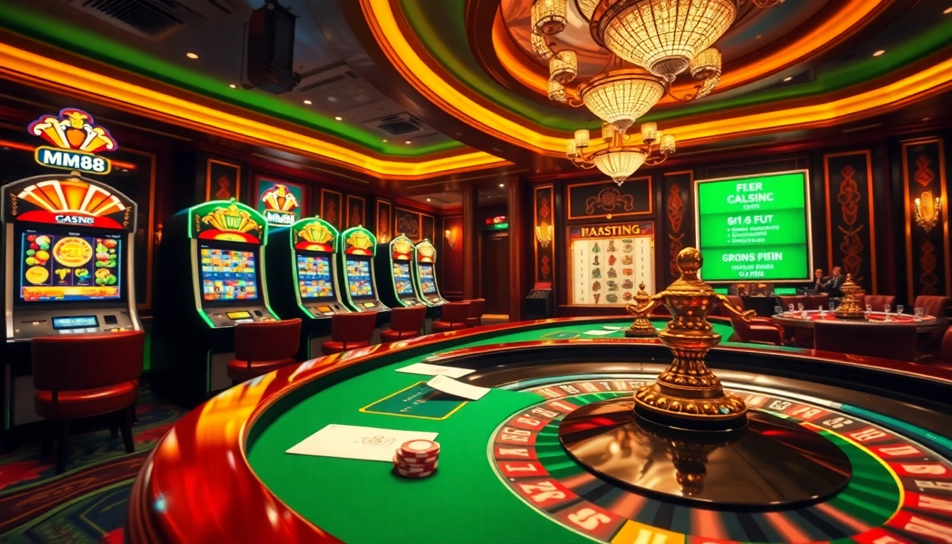Experience thrilling online gambling at MM88 with luxurious slot machines and poker tables.