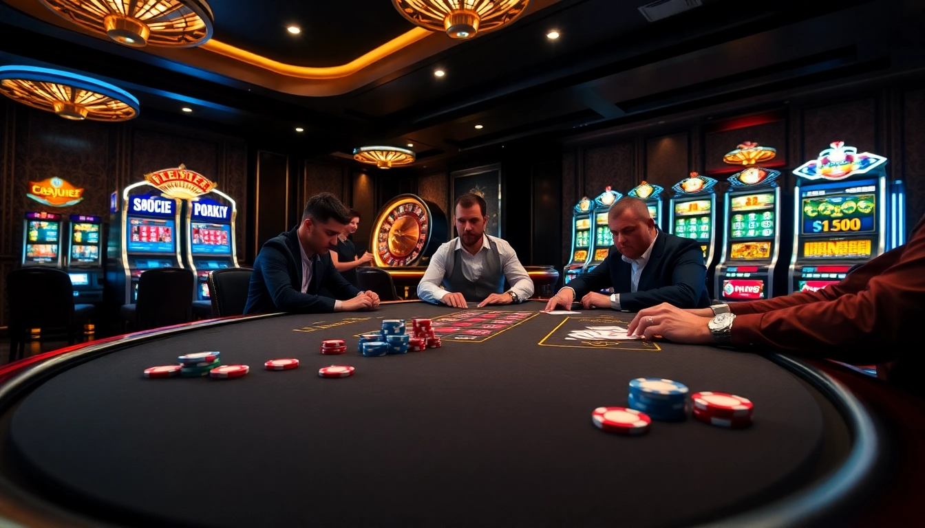 Experience the excitement of winning at the 566 poker table in a luxurious casino setting.