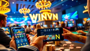 WINVN88.live online casino scene showcasing players enjoying various games in a vibrant atmosphere.