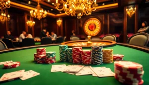 Experience the thrill of gambling at https://xx88.casino/ with vibrant poker chips and an elegant casino setting.