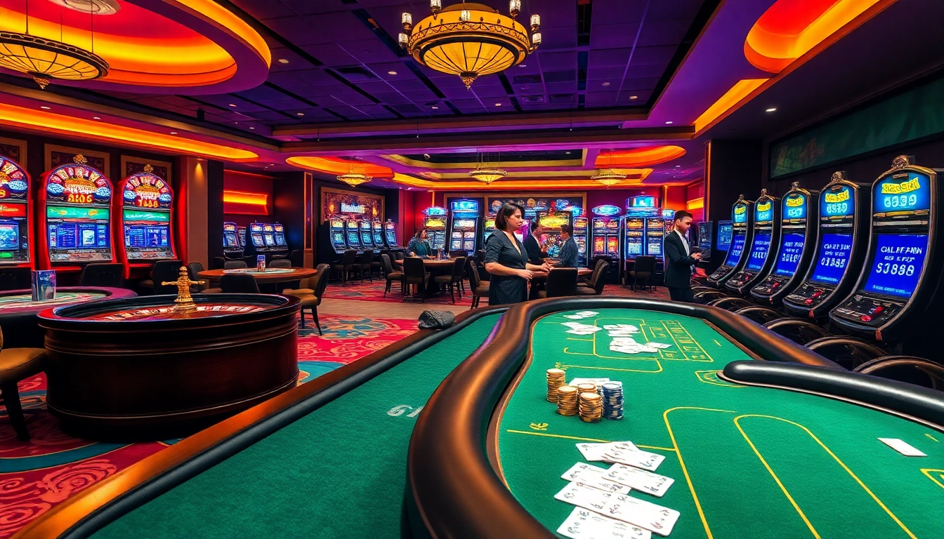 Players engaging at a GG88-themed poker table in a luxurious casino environment.