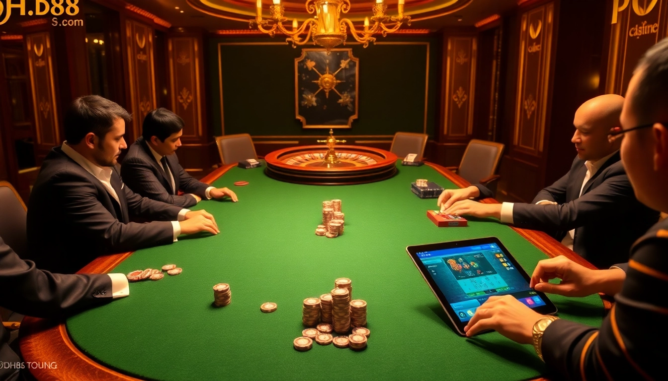 Experience the thrill of poker at dh88.com with polished chips and a sophisticated casino ambiance.