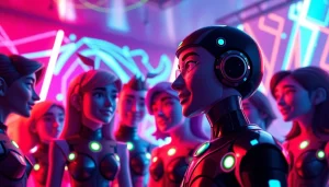 Engaging scene showcasing NSFW AI characters in interactive chat, highlighting user excitement.