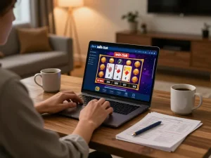 Iwin club app on laptop screen showing engaging gameplay, enhancing the online gaming experience.