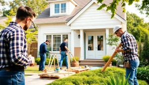 Renovators near me enhancing a home in a charming neighborhood, showcasing quality craftsmanship.