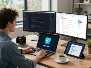 open claw deployment setup with a user managing multiple integrations in a modern tech workspace