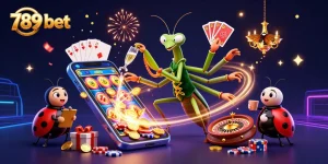 Engage in thrilling 789 bet casino games with vibrant characters, dynamic elements, and festive celebration visuals.