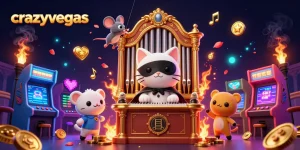 Experience thrilling gameplay at crazyvegas with captivating slot scenes, charismatic characters, and vibrant casino elements.