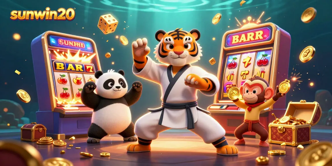 Experience the excitement of sunwin20 with vibrant slot machines and playful characters in action.